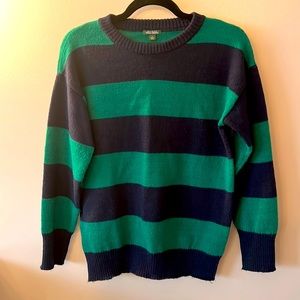 Wild Fable Green and Blue Rugby Stripe Crew Neck Sweater sz S